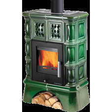 Отопительная печь-камин Haas+Sohn Treviso 2 Зеленая с кафельной ножкой 