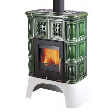 Кафельная печь - камин на дровах c водяным контуром Haas+Sohn Empoli Зеленая 