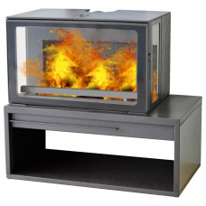 Печь с боковыми стеклами на подставке-дровнице Plamen Eco Minimal 50 