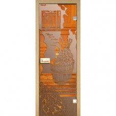 Стеклянная дверь для сауны Украина 70х190 бронза с рисунком