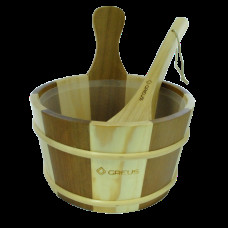 Набор Greus сосна/кедр (шайка 4 л + черпак) с пластиковой вставкой для бани и сауны