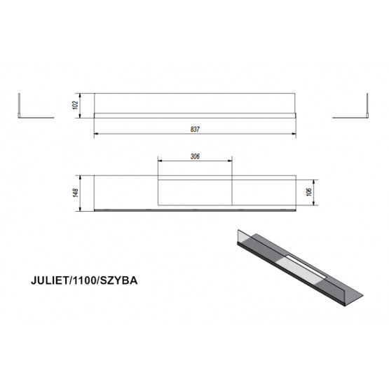 Стекло для биокамина Juliet 1100  