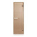 Стеклянная дверь для бани и сауны GREUS Classic прозрачная бронза 70/190 липа