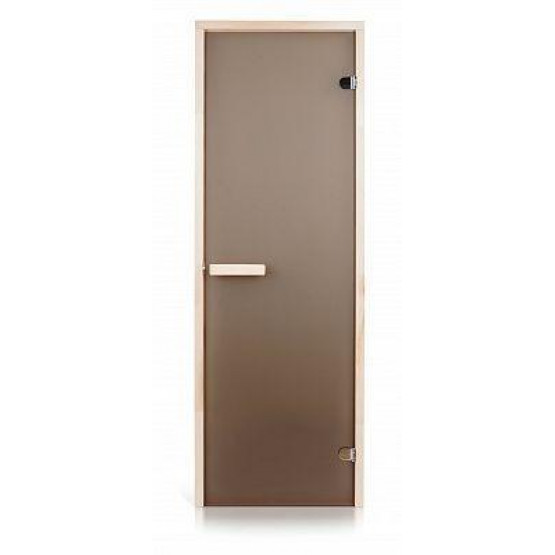 Стеклянная дверь для бани и сауны GREUS Classic матовая бронза 80/200 липа