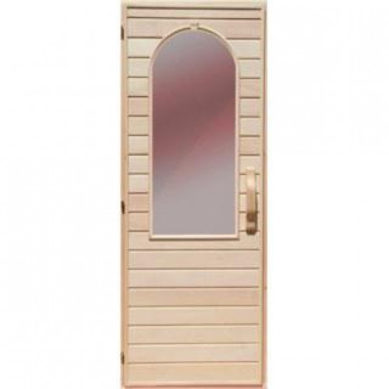 Деревянная дверь со стеклом для сауны Украина 70х200 липа (вариант 2)