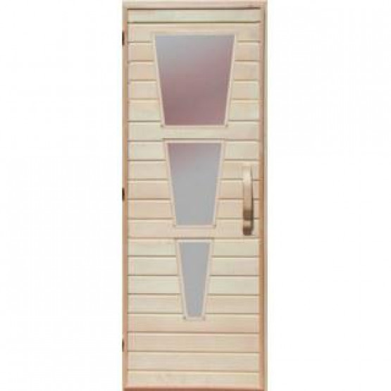 Деревянная дверь со стеклом для сауны Украина 80х200 липа (вариант 2)