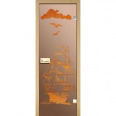 Стеклянная дверь для сауны Украина 70х200 бронза с рисунком