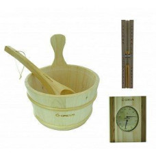 Комплект песочные часы, термогигрометр , набор шайка + черпак для бани и сауны