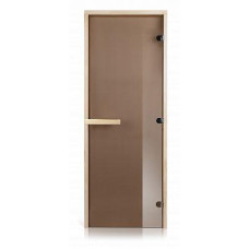 Стеклянная дверь для бани и сауны GREUS Magnet прозрачная бронза 80/200 липа