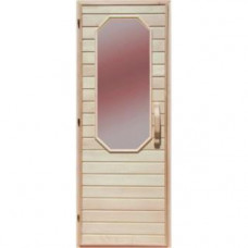 Деревянная дверь с матовым стеклом для сауны Украина 80х210 липа (вариант 2)