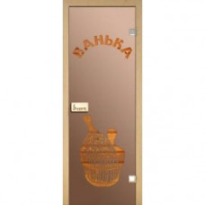 Стеклянная дверь для сауны Украина 80х210 бронза с рисунком