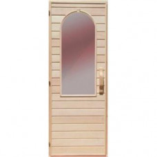 Деревянная дверь с матовым стеклом для сауны Украина 80х190 липа (вариант 2)