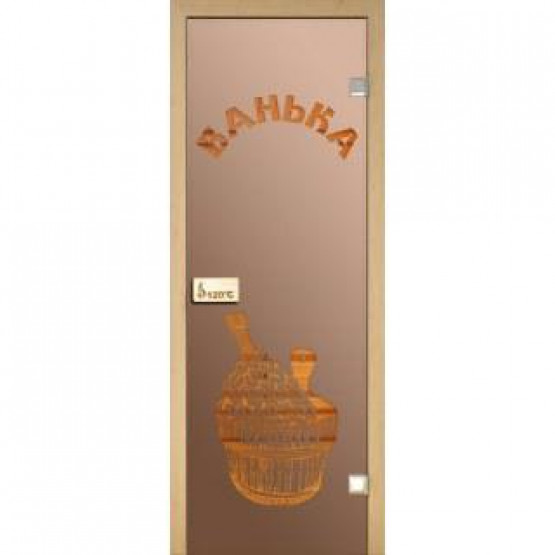 Стеклянная дверь для сауны Украина 60х190 бронза с рисунком