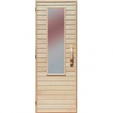 Деревянная дверь с матовым стеклом для сауны Украина 80х210 липа
