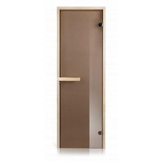 Стеклянная дверь для бани и сауны GREUS Magnet прозрачная бронза 70/190 липа