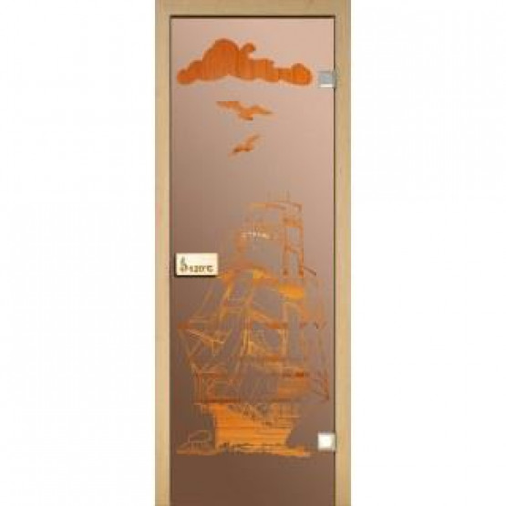 Стеклянная дверь для сауны Украина 80х200 бронза с рисунком